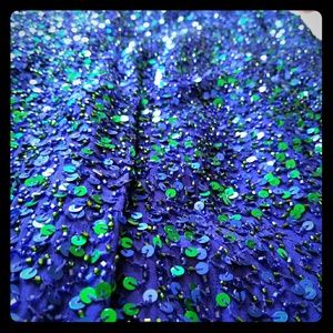 Blue and green spagetti string gown